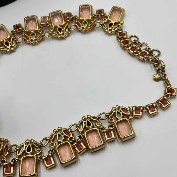 J. Crew Cluster Multicolor Emerald-Cut Crystals Jewel-Tone Collar Necklace - Picture 6 of 12
